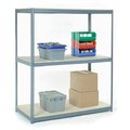 Global Industrial Wide Span Rack 48Wx24Dx60H, 3 Shelves Wood Deck 1200 Lb Cap. Per Level, Gray B2296973